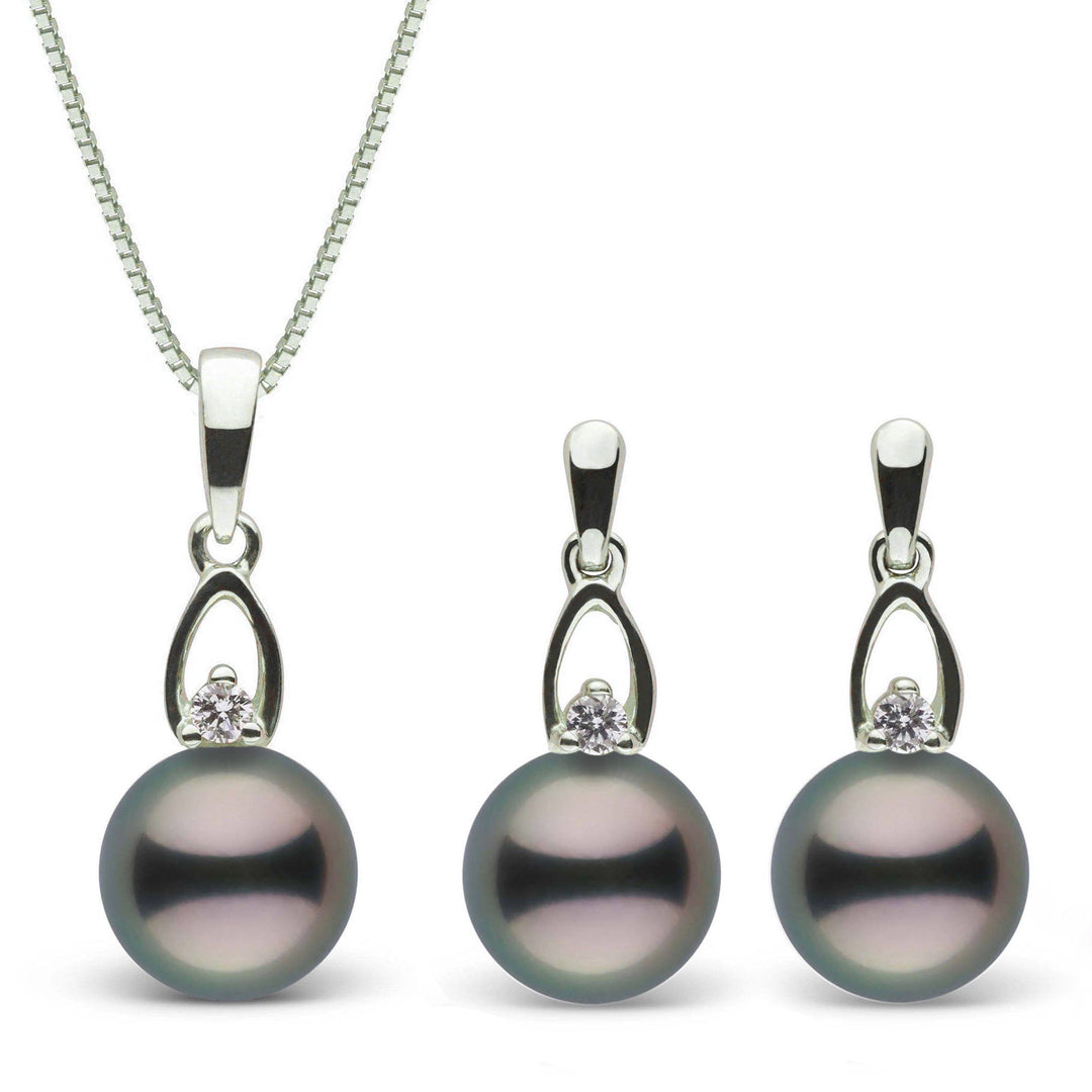 Juliet Collection Tahitian Pearl and Diamond Pendant & Earrings Set