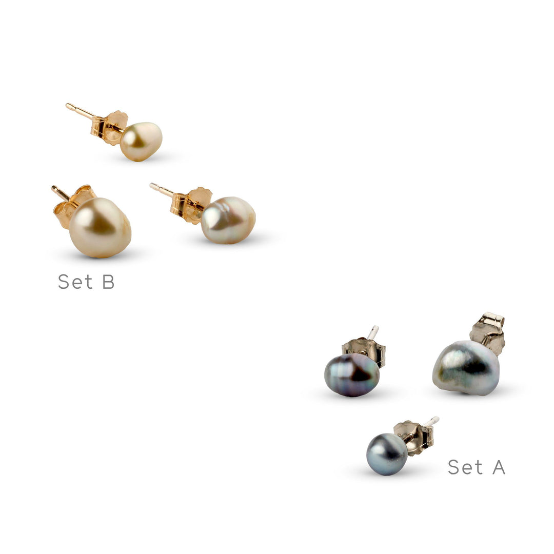 Set of 3 Single Fijian Tiny Keshi Pearl Earrings