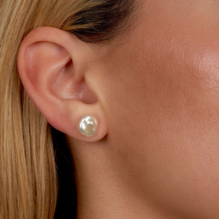 8.0-9.0 mm Keshi Pink to Peach Freshwater Pearl Stud Earrings