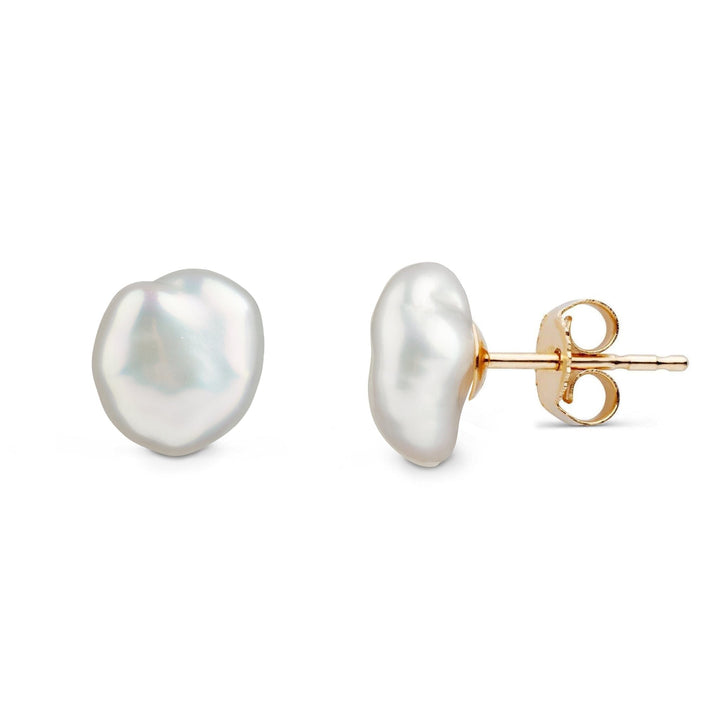 7.0-8.0 mm Keshi Metallic White Freshwater Pearl Stud Earrings