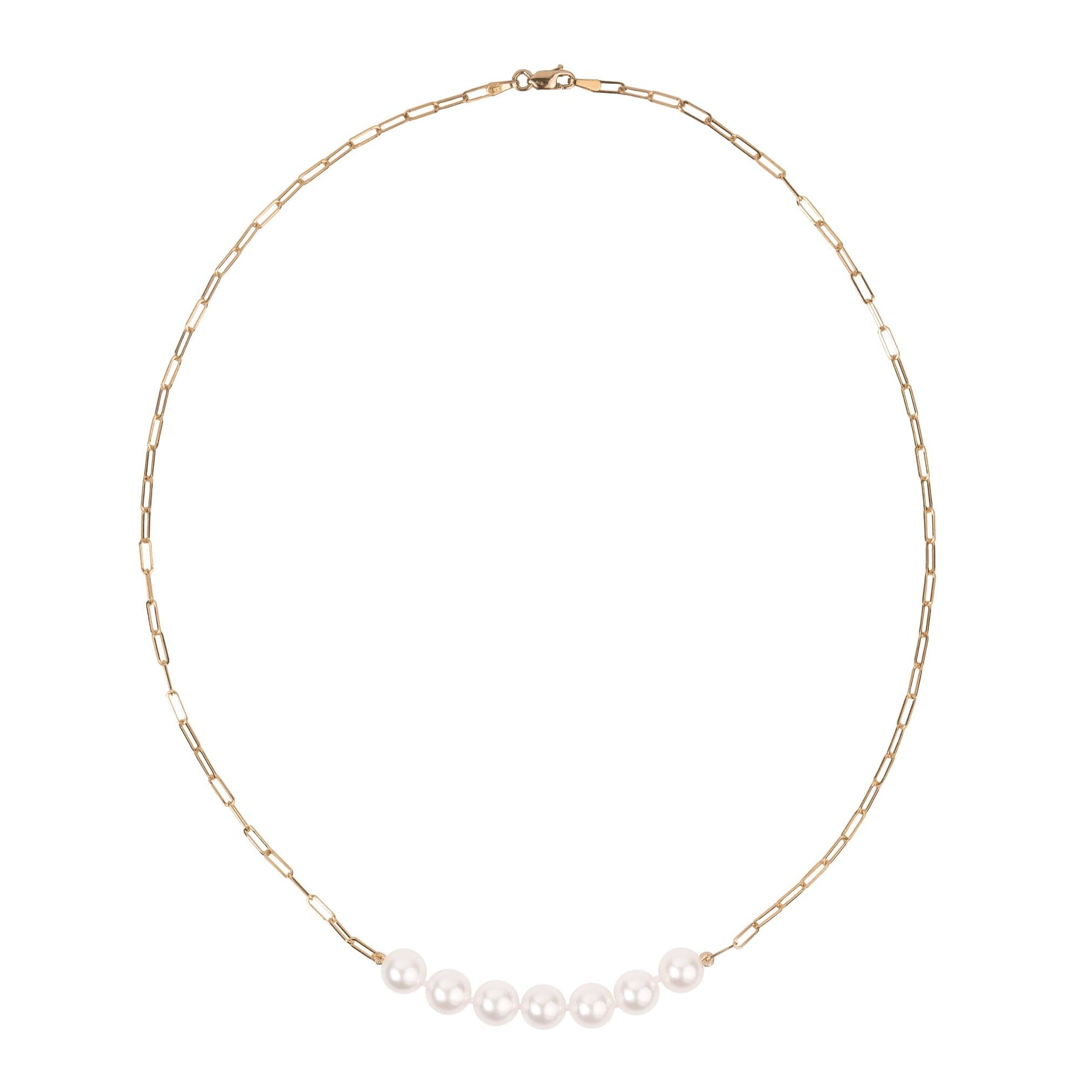 7.5-8.0 mm Sette Akoya Pearl Paperclip Necklace