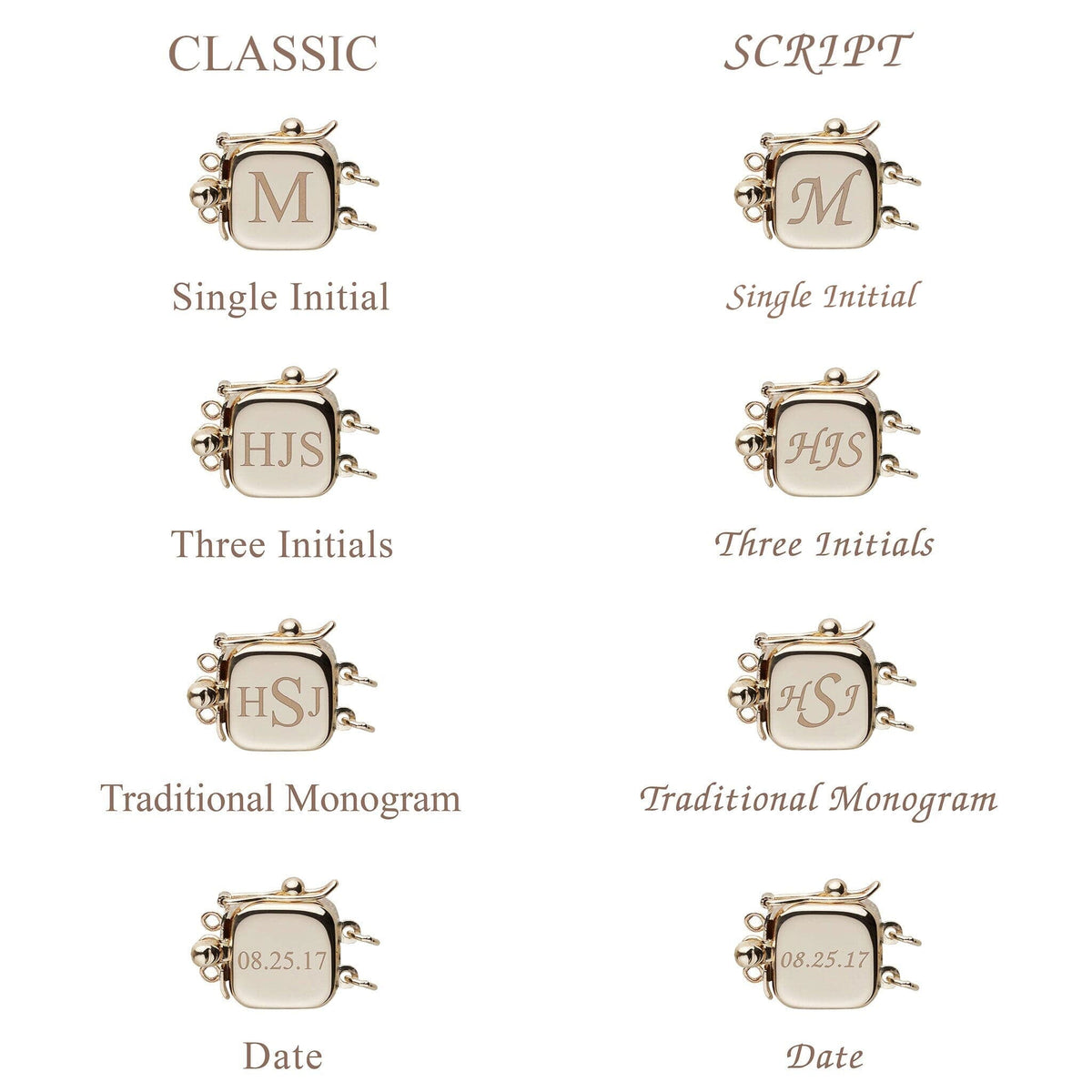 Personalized 7.5-8.0 mm AAA White Freshwater Pearl Double Strand Square Clasp Necklace