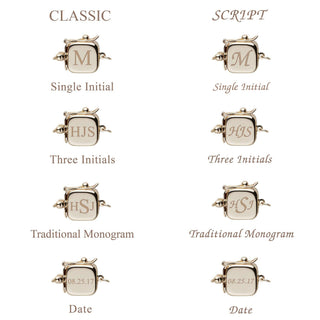 Personalized 8.5-9.0 mm Multicolor Freshadama Freshwater Pearl Square Clasp Necklace featuring gold square clasps with customizable engraving options including single initial, three initials, traditional monogram, or date in classic or script fonts