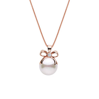 Perfect Gift Collection 8.5-9.0 mm Akoya Pearl and Diamond Pendant rose gold