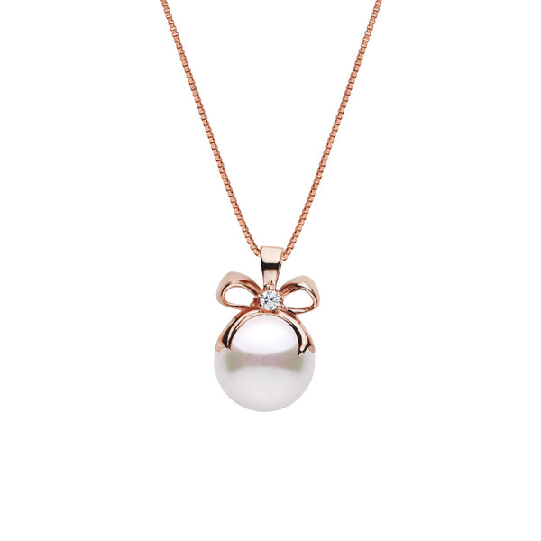 Perfect Gift Collection 8.5-9.0 mm Akoya Pearl and Diamond Pendant rose gold