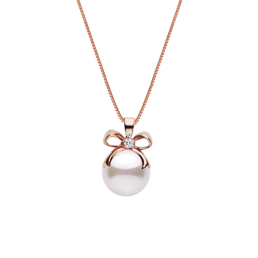 Perfect Gift Collection 8.5-9.0 mm Akoya Pearl and Diamond Pendant rose gold