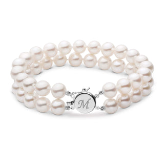 Personalized 7.0-7.5 mm AAA Akoya Pearl Double Strand Circle Clasp Bracelet