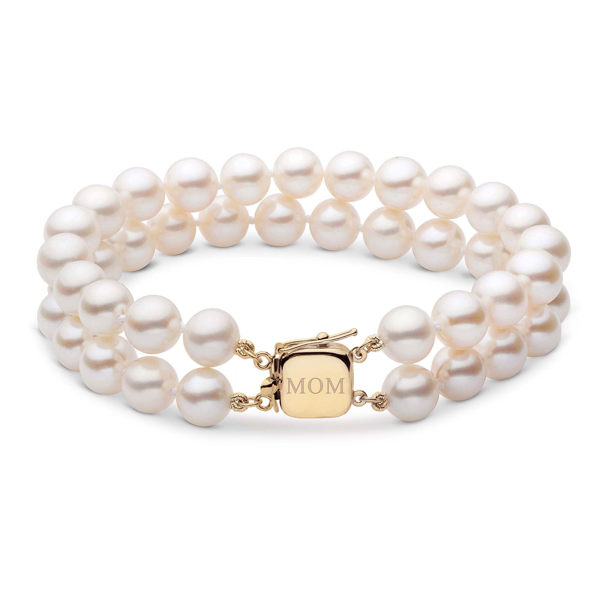 Personalized 7.0-7.5 mm AAA Akoya Pearl Double Strand Square Clasp Bracelet