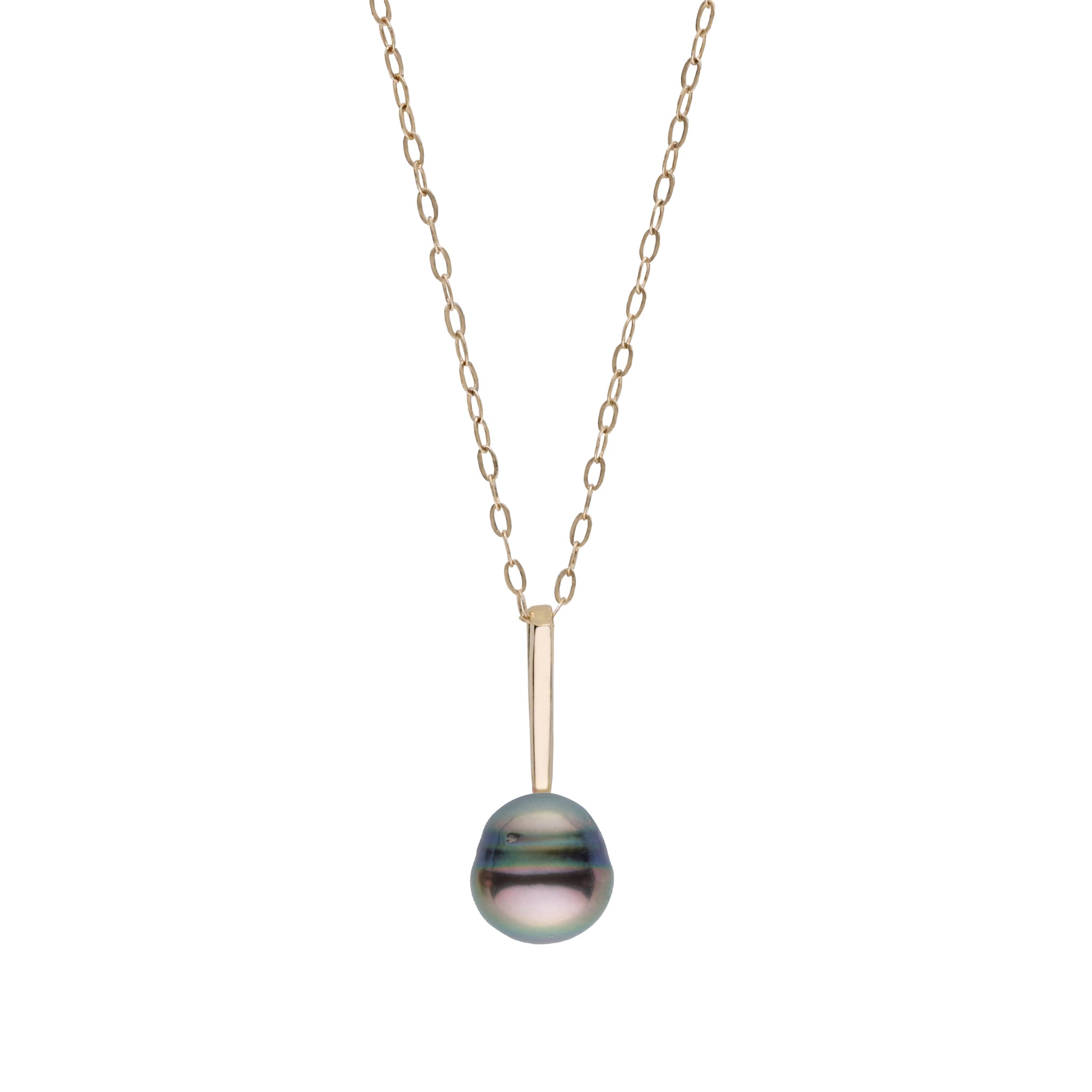 Petite Bar Collection 8.0-9.0 Tahitian Baroque Pearl Pendant Yellow Gold