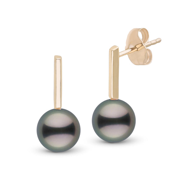 Petite Bar Collection 8.0-9.0 Tahitian Pearl Earrings Yellow Gold