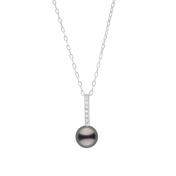 Petite Diamond Bar Collection 8.0-9.0 Tahitian Pearl Pendant White Gold