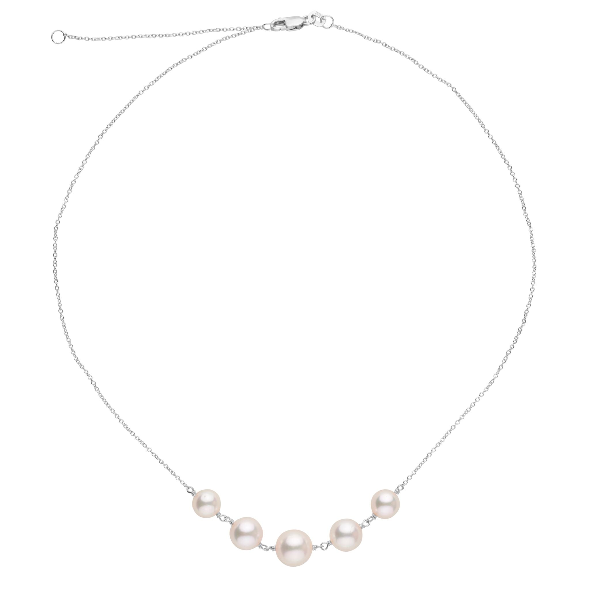 Quintet Collection 6.5-9.0 mm Akoya Pearl Necklace white gold