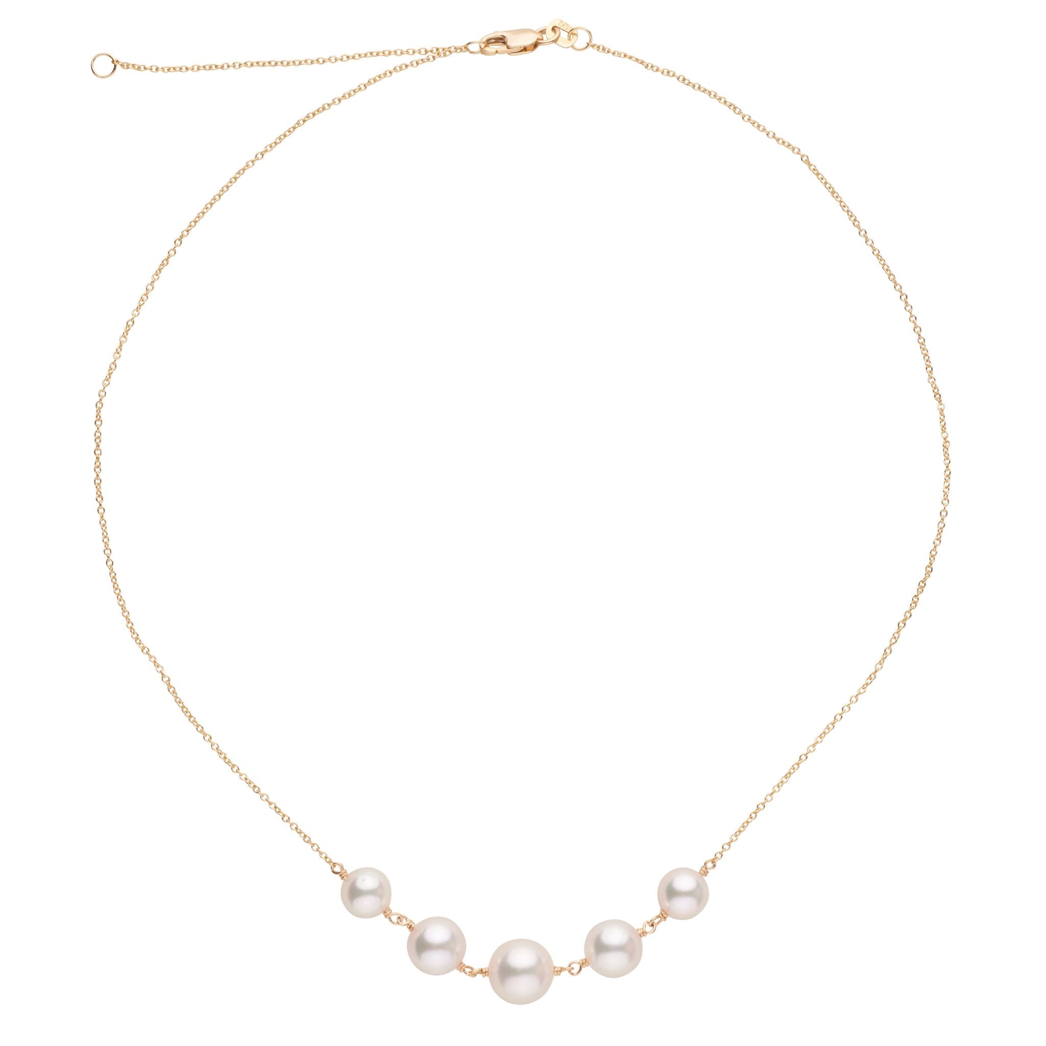 Quintet Collection 6.5-9.0 mm Akoya Pearl Necklace Yellow gold