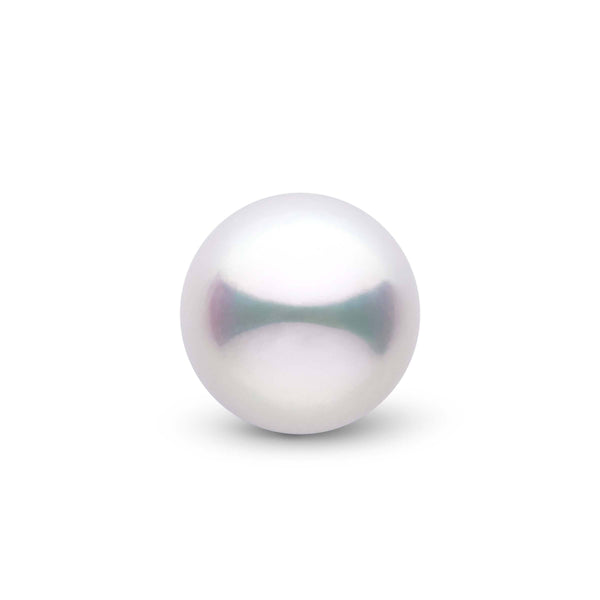 Single loose white akoya pearl with smooth, glossy surface and subtle iridescent sheen, representing the product Loose White Akoya Pearl (Sold as Set of 4).