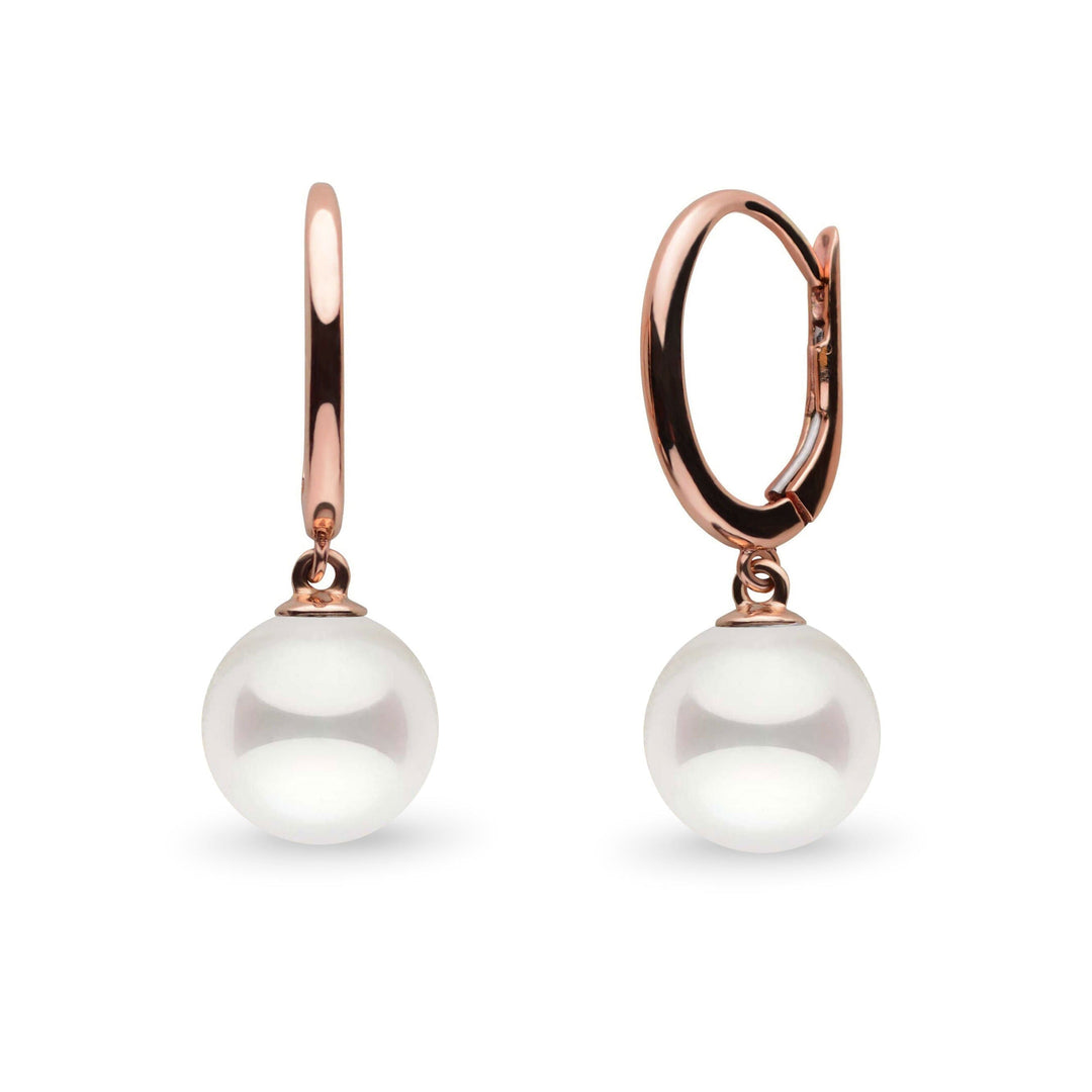Solid Eternal Collection White Akoya 7.5-8.0 mm Pearl Dangle Earrings