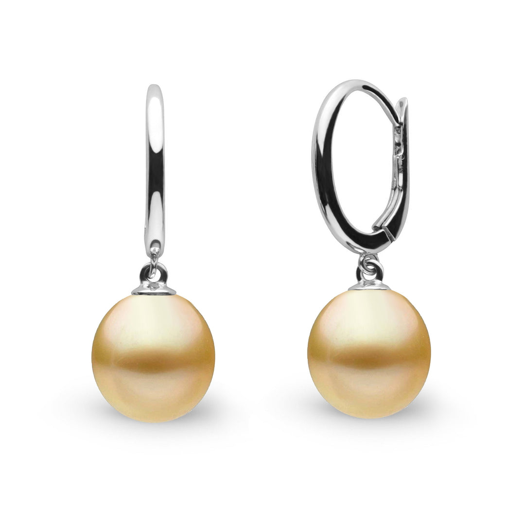 Solid Eternal Collection 9.0-10.0 mm Golden South Sea Drop Pearl Earrings