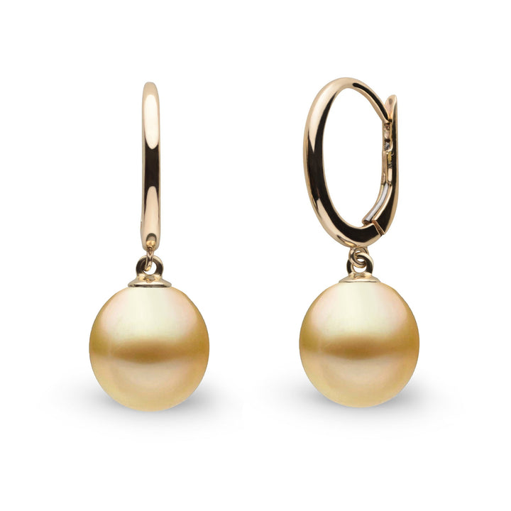 Solid Eternal Collection 9.0-10.0 mm Golden South Sea Drop Pearl Earrings