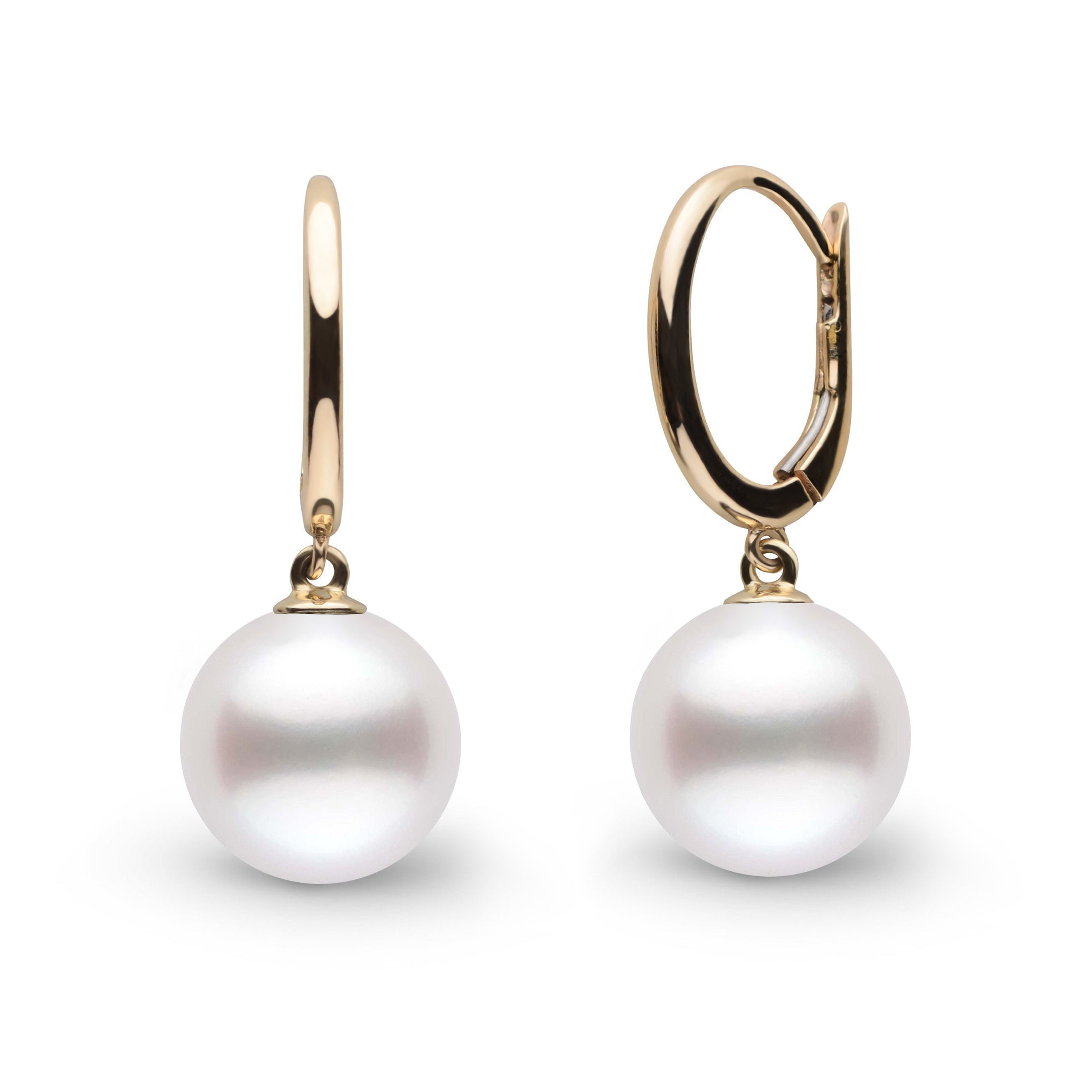 Solid Eternal Collection 10.0-11.0 mm White South Sea Pearl Earrings