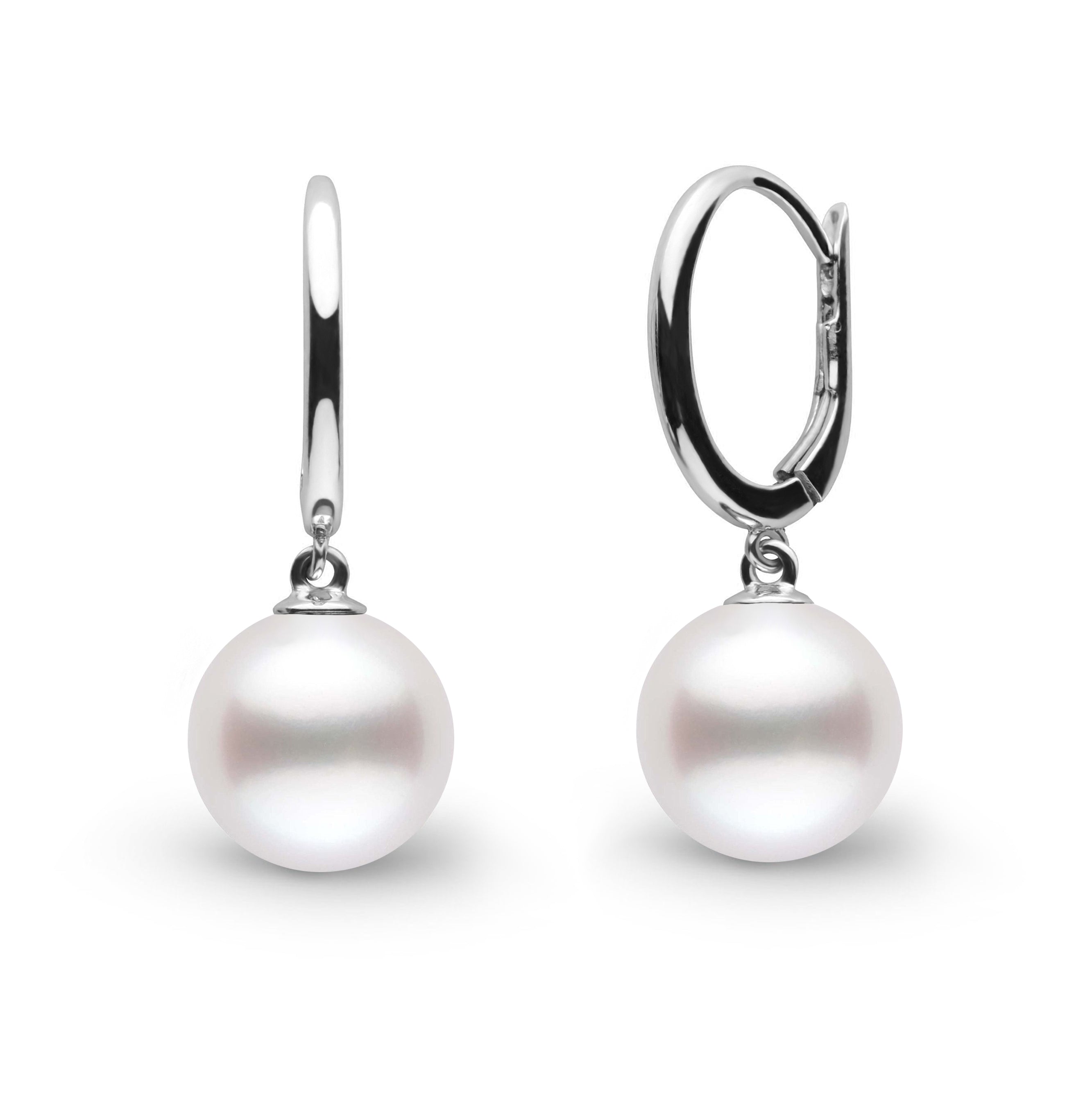 Solid Eternal Collection 9.0-10.0 mm White South Sea Pearl Earrings