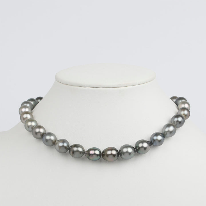 11.1-12.9 mm AAA Tahitian Drop Pearl Necklace on bust