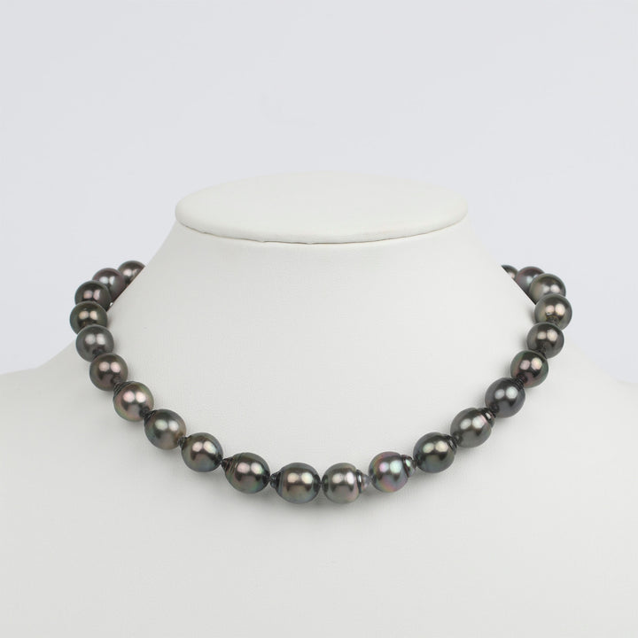 11.1-11.9 mm AAA Tahitian Drop Pearl Necklace on bust