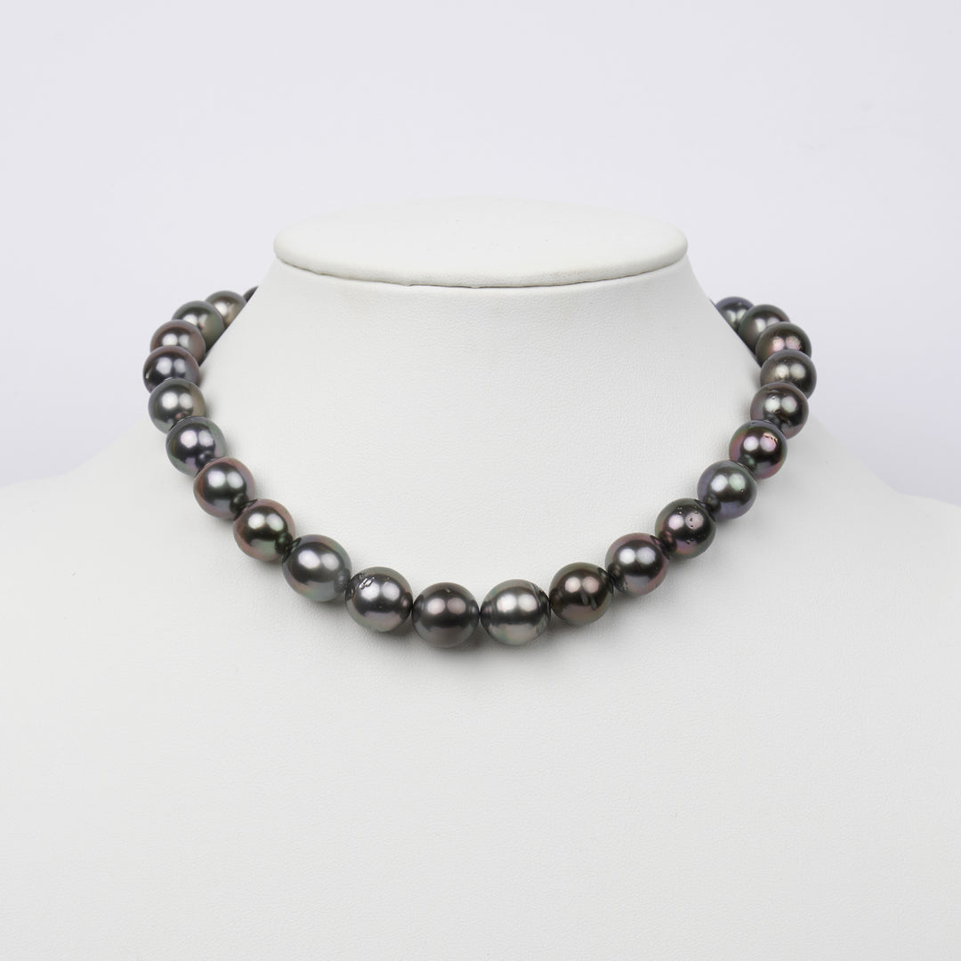 12.0-13.3 mm AA+ Tahitian Drop Pearl Necklace Bust