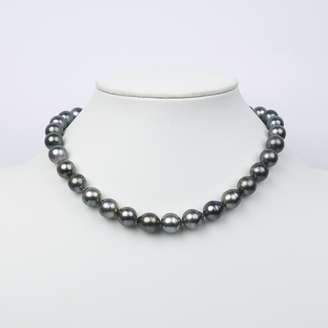 10.9-11.7 mm AA+/AAA Tahitian Drop Pearl Necklace Bust