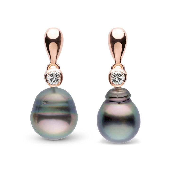 Dew Collection 9.0-10.0 mm Tahitian Baroque Pearl and Diamond Earrings