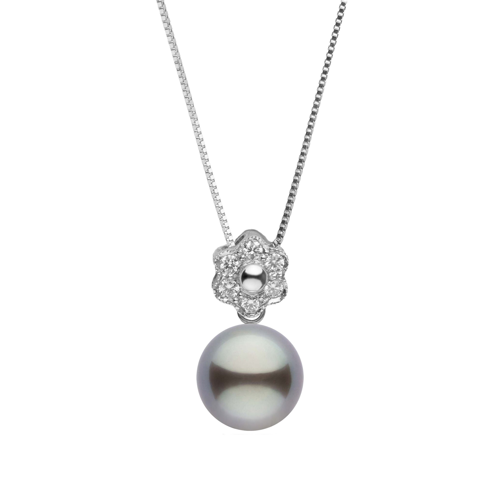 Rosette Collection 9.0-10.0 mm Tahitian Pearl and Diamond Pendant