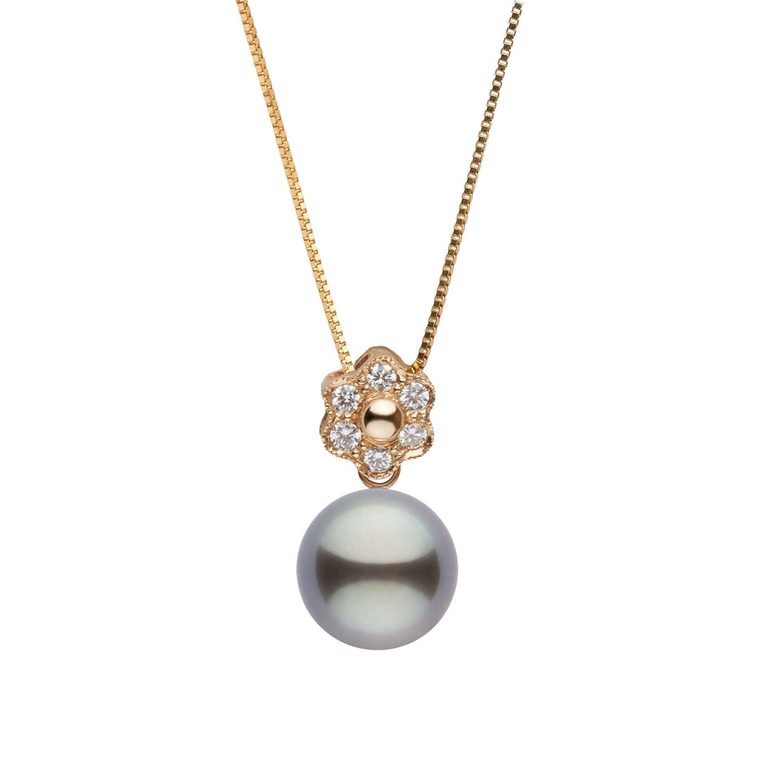 Rosette Collection 9.0-10.0 mm Tahitian Pearl and Diamond Pendant