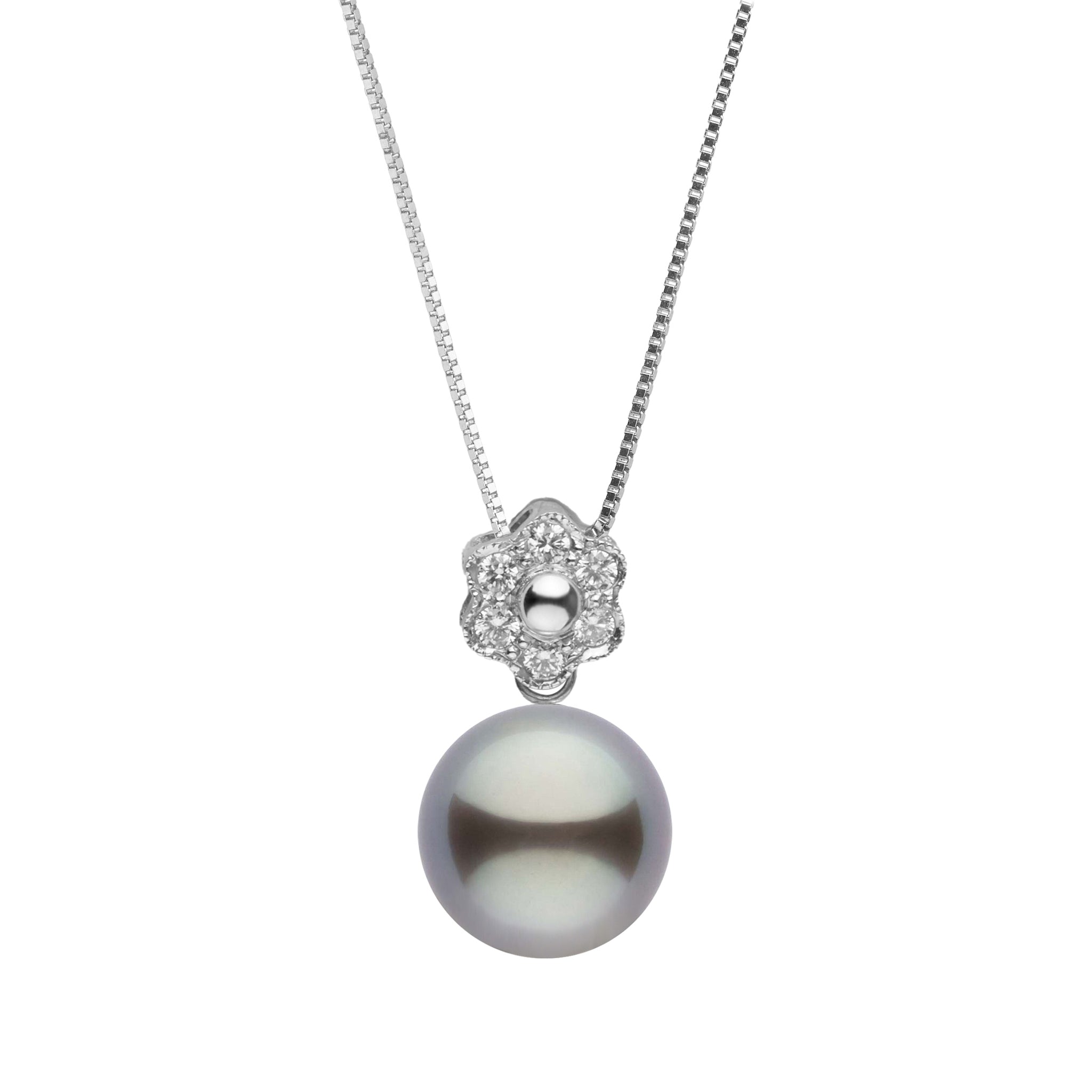 Rosette Collection 11.0-12.0 mm Tahitian Pearl and Diamond Pendant