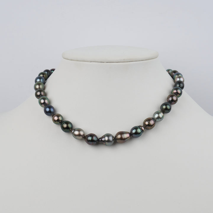 8.4-10.9 mm AAA Tahitian Baroque Pearl Necklace bust view