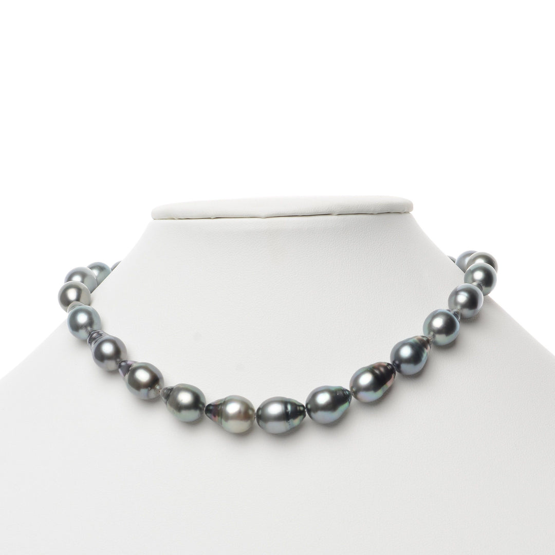 11.1-11.8 mm AAA Tahitian Drop Pearl Necklace on bust