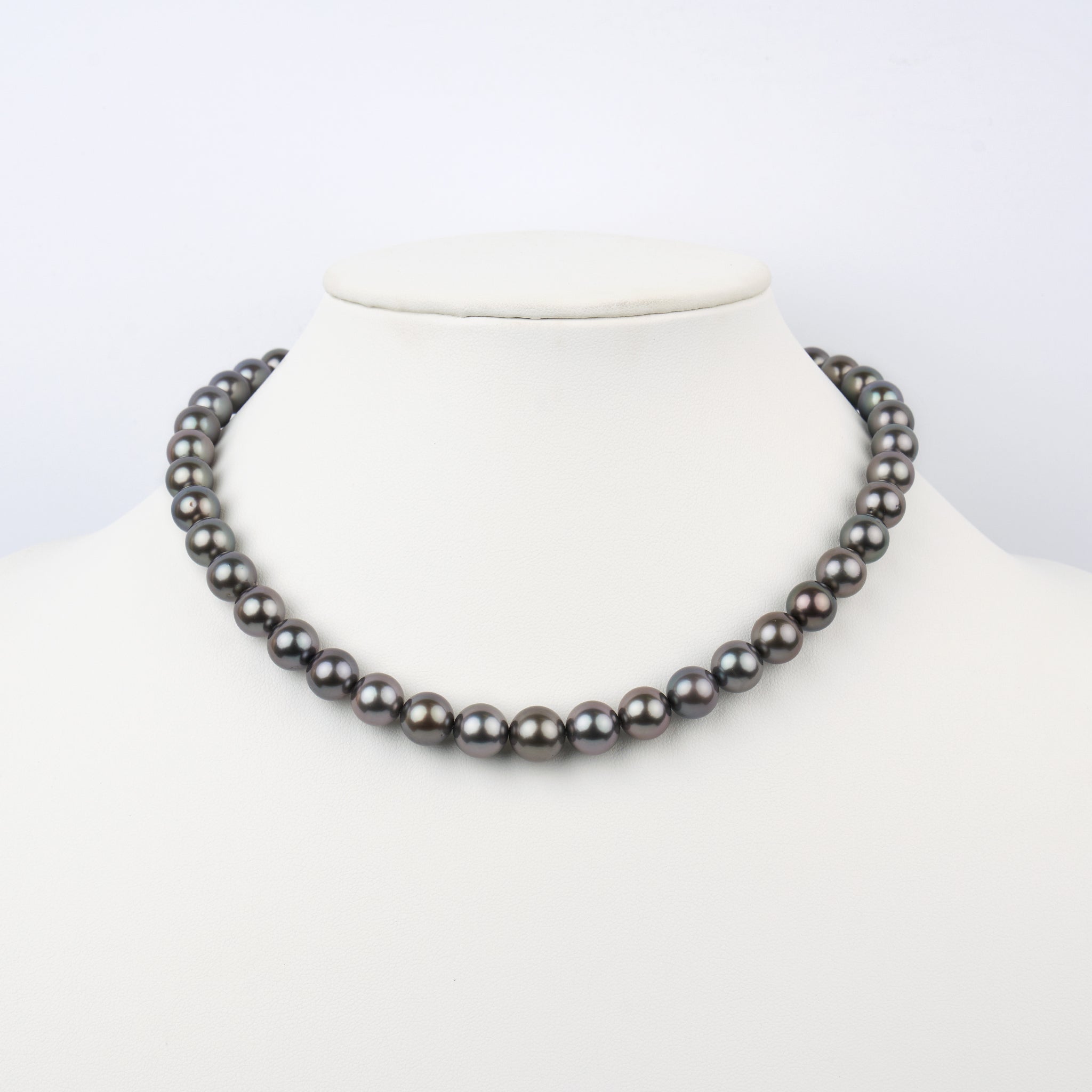 8.0-10.6 mm AAA Tahitian Round Pearl Necklace Bust