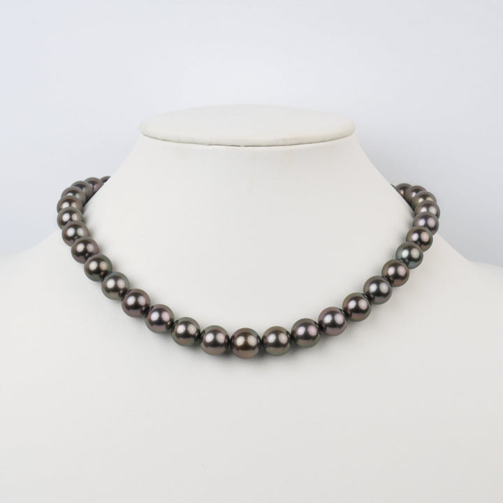10.0-12.3 mm AAA Tahitian Round Pearl Necklace Bust