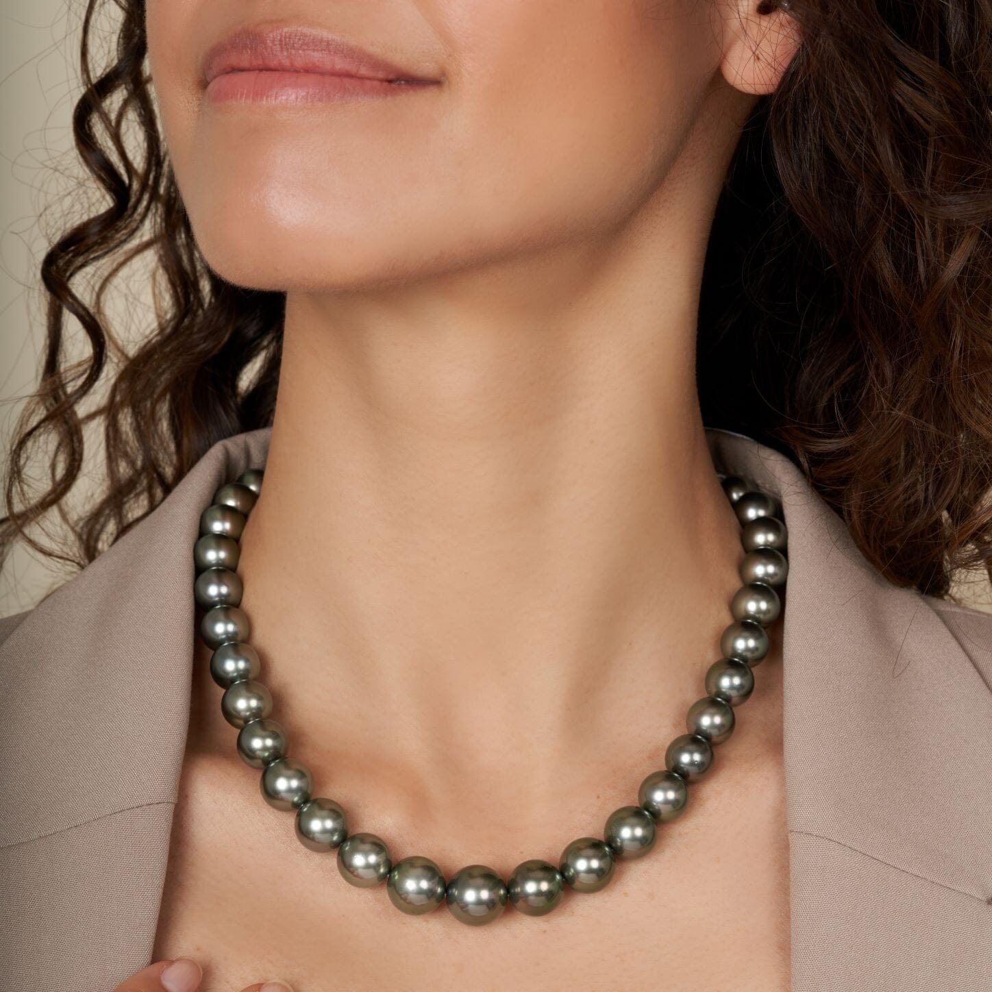 10.0-13.4 mm AAA Tahitian Round Pearl Necklace