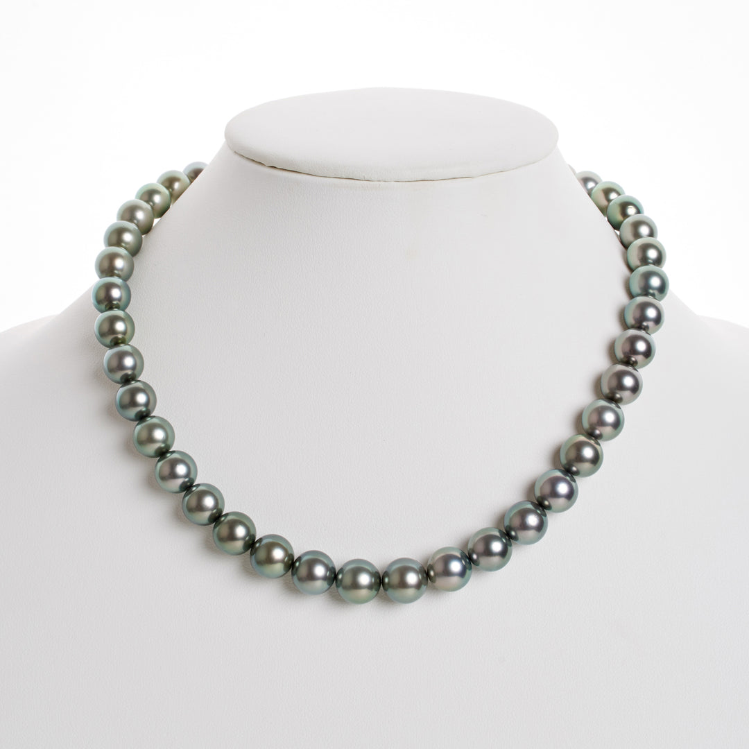10.0-11.4 mm AAA Tahitian Round Pearl Necklace bust