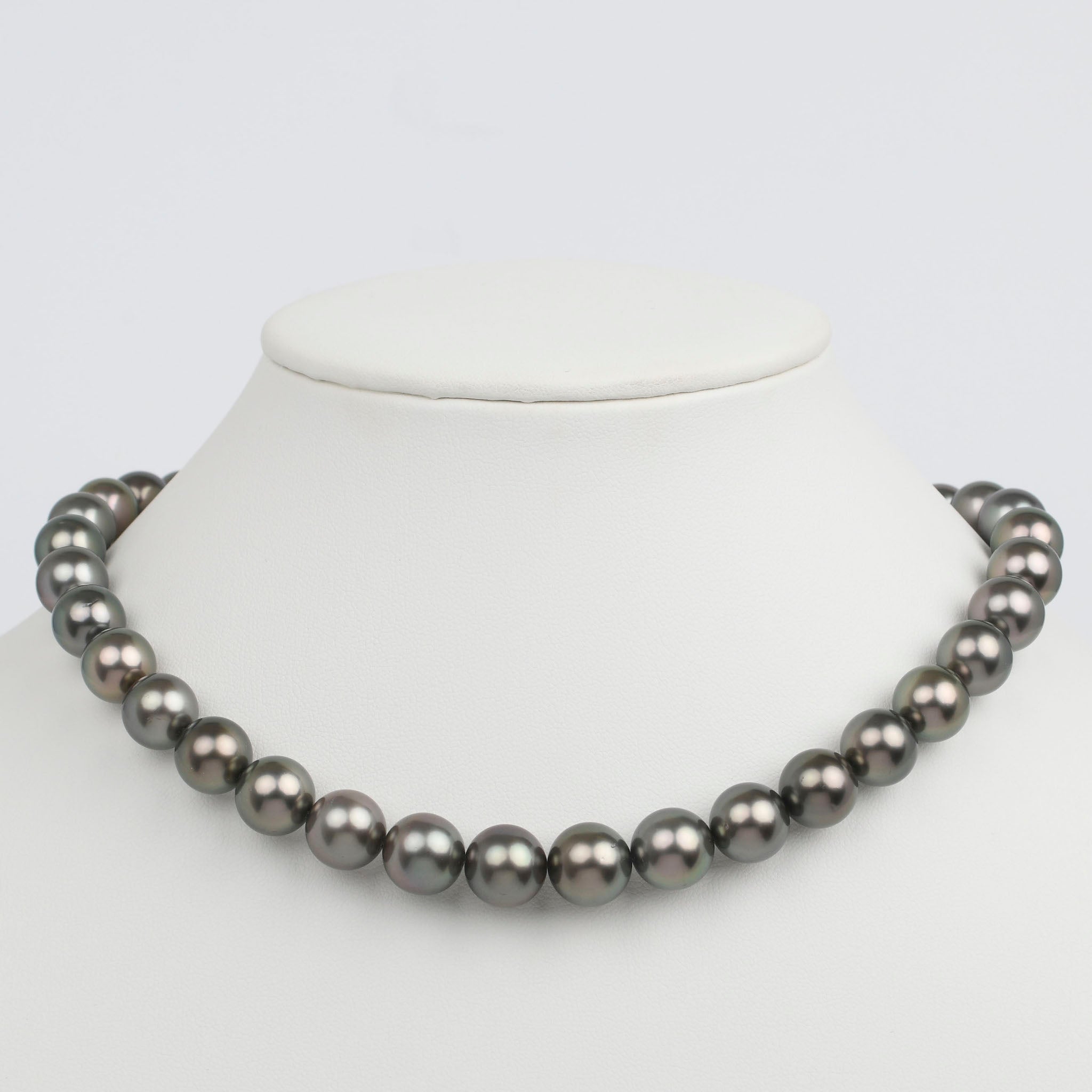 10.0-12.5 mm AAA Tahitian Round Pearl Necklace on bust