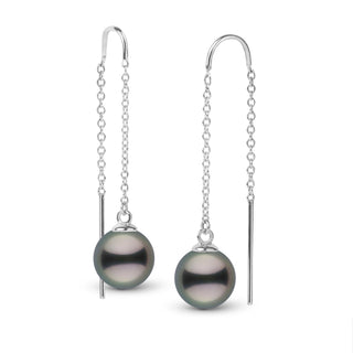 9.0-10.0 mm Tahitian Pearl Threader Earrings White Gold