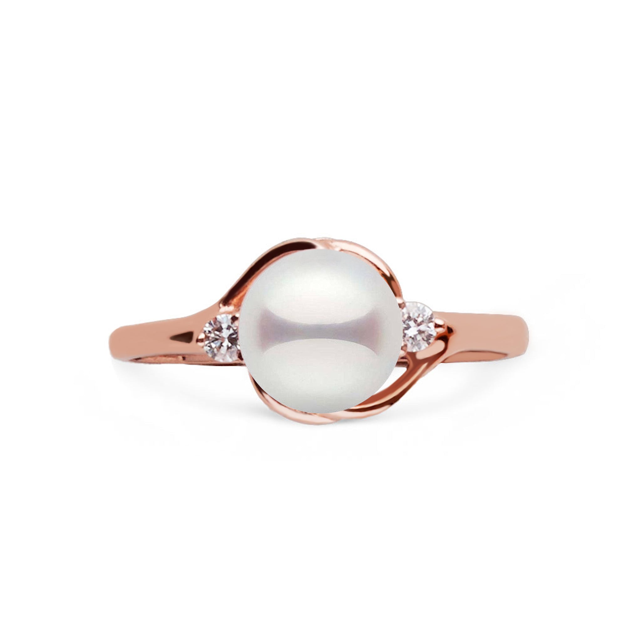 Tiara Collection Akoya Pearl and Diamond Ring rose gold top