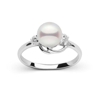 Tiara Collection Akoya Pearl and Diamond Ring white gold angle