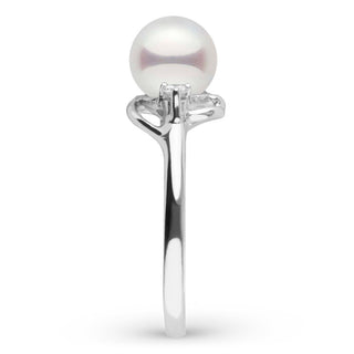Tiara Collection Akoya Pearl and Diamond Ring white gold side