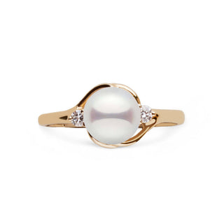 Tiara Collection Akoya Pearl and Diamond Ring yellow gold top