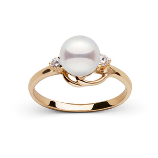 Tiara Collection 6.5-7.0 mm Akoya Pearl and Diamond Ring featuring a lustrous white Akoya pearl set in a polished gold band accented by sparkling diamond details.