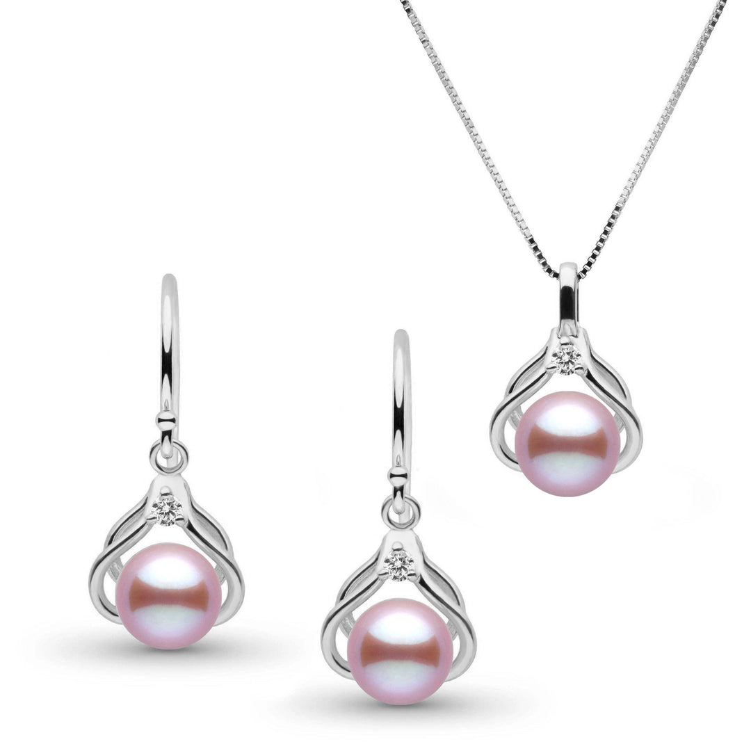 Tiara Collection Lavender Freshadama Pearl and Diamond Pendant and Earrings Set