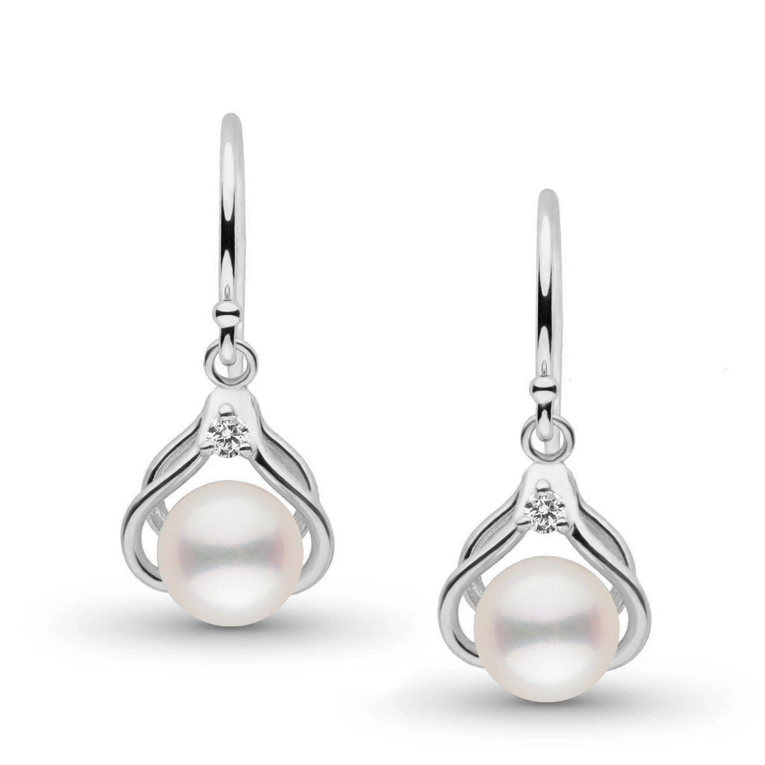 Tiara Collection White Freshadama Pearl and Diamond Earrings