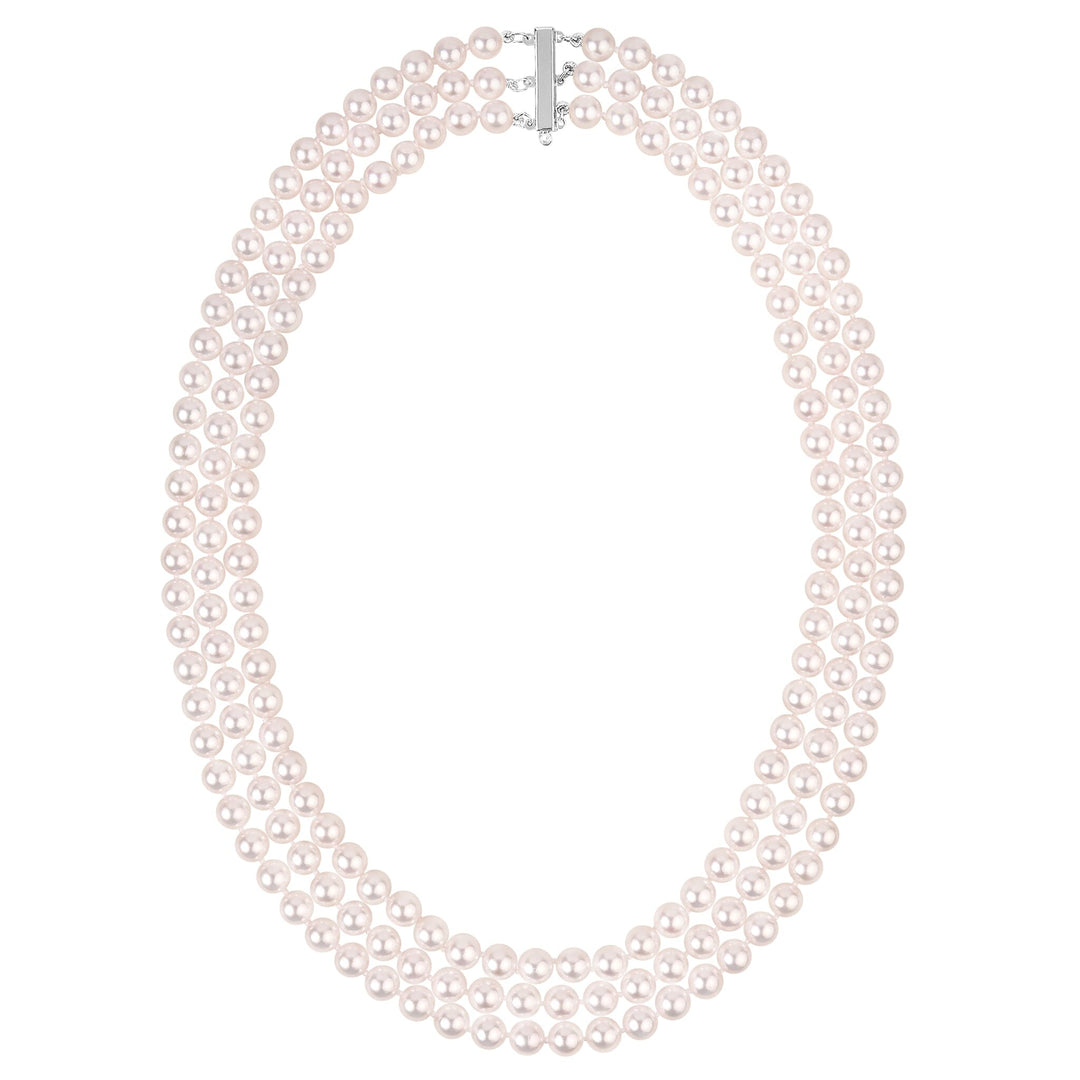 6.0-6.5 mm Triple Strand White Akoya AAA Pearl Necklace