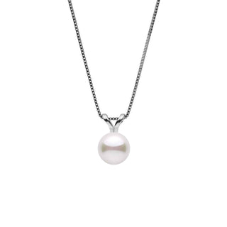 7.0-7.5 mm Akoya Pearl Unity Collection Pendant featuring a single white Akoya pearl set on a delicate white gold chain, showcasing timeless elegance and refined simplicity.