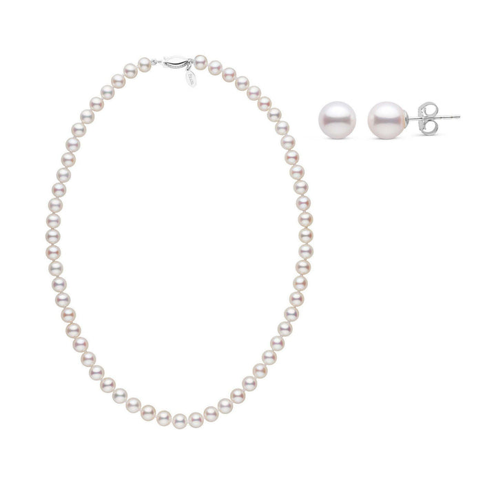 16 Inch 6.5-7.0 mm White Freshadama Freshwater Pearl Earrings and Necklace Set white gold