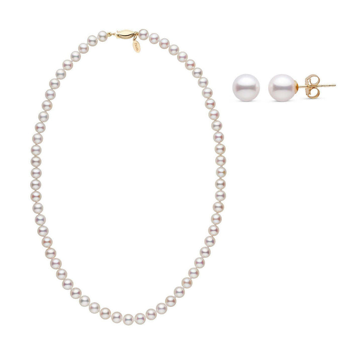 18 Inch 6.5-7.0 mm White Freshadama Pearl Necklace and Earring Set
